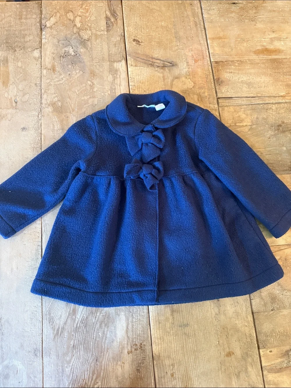Impressions Navy Blue Peacoat with Bow Accents
